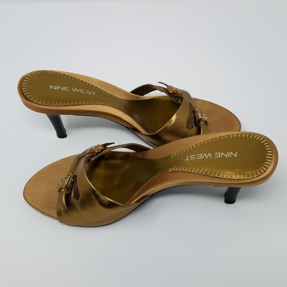 Nine West Shoes - Nine WEST Gold Metalic w/Rhinestones heel 8